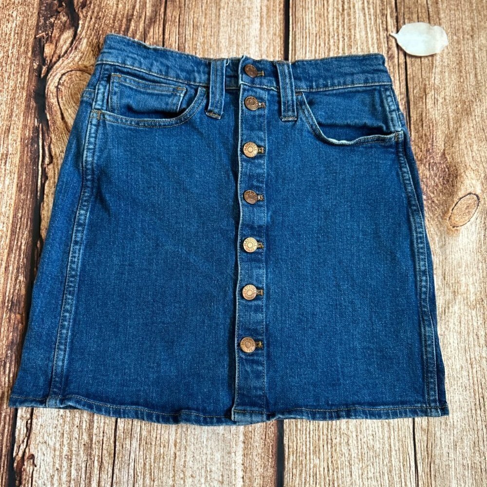 #50 Madewell Straight Denim Exposed Button Front Skirt - Picture 2 of 4